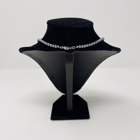 Mini Pearl Beaded Necklace Blue Gray Dainty Feminine Fashion Freshwater - Picture 7 of 8